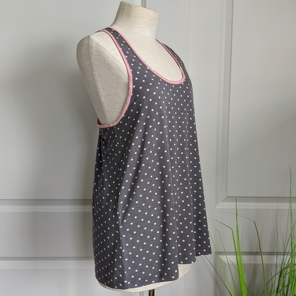 PJ Salvage Tank Lounge Racerbacki Star Print Grey White Pink Scoop Neck L NWT - Picture 4 of 8